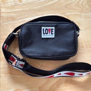Brighton Love Black Crossbody Bag with Red Heart Accents